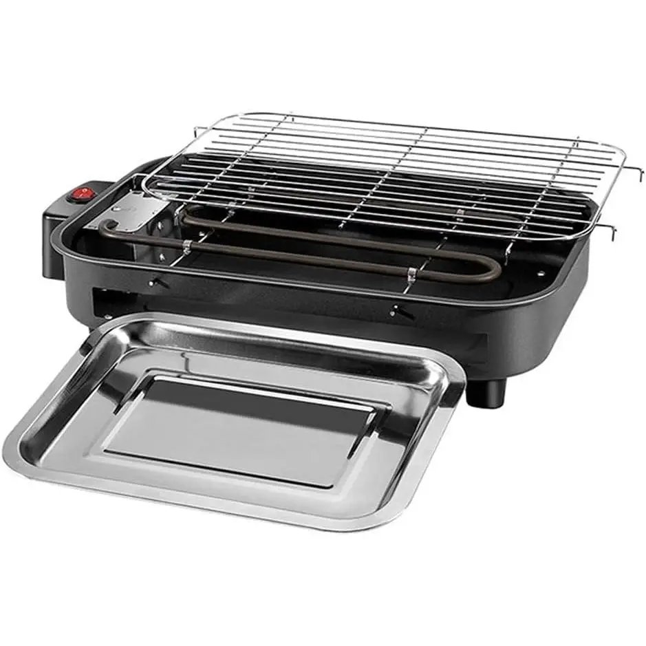 Barbacoa Teppanyaki sin Humo, Parrillas eléctricas multifunción de 1300W, Bandeja De Barbacoa