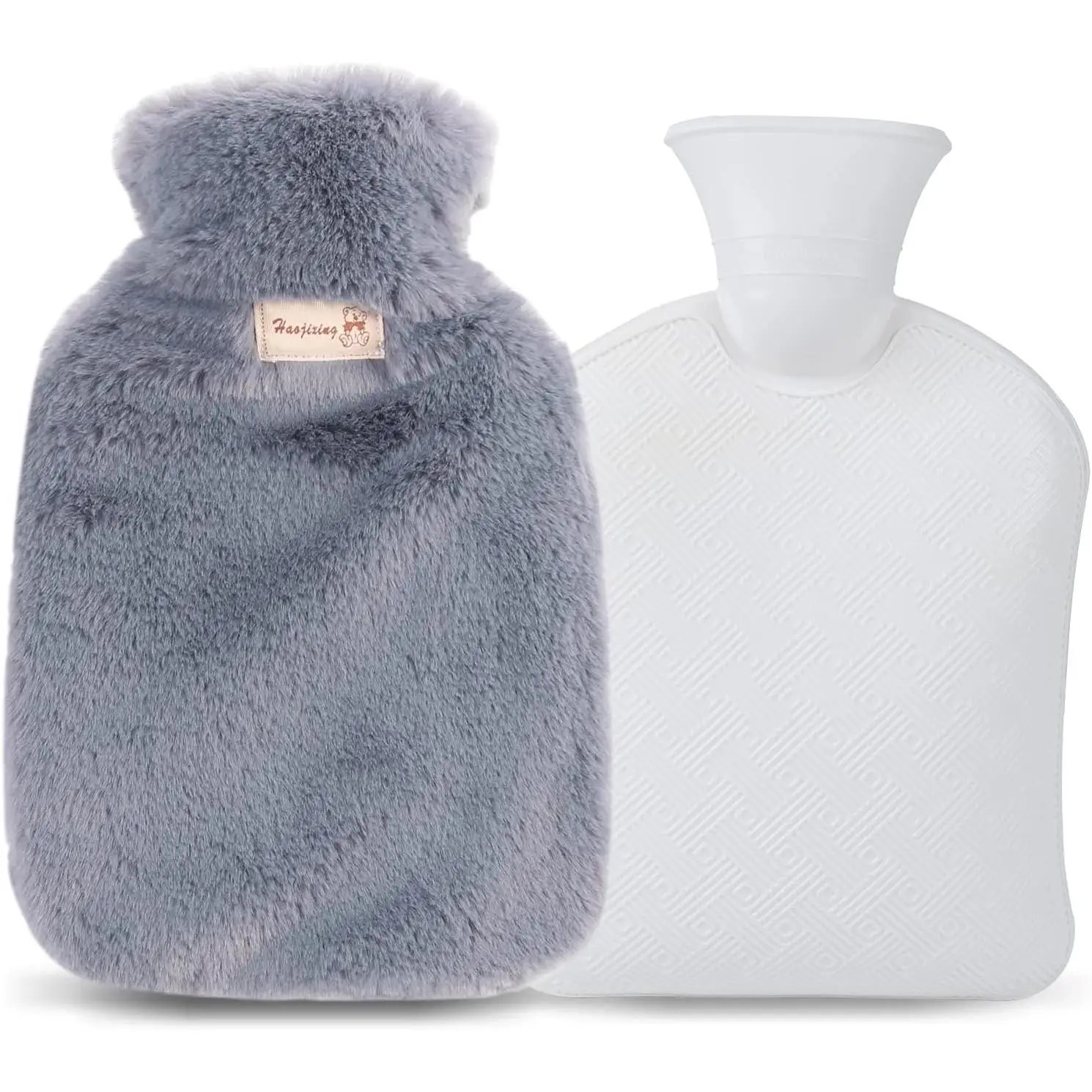 Bolsa De Agua Caliente, 2L Gran Capacidad Natural Goma Agua Caliente Botellas con Suave Felpa Funda