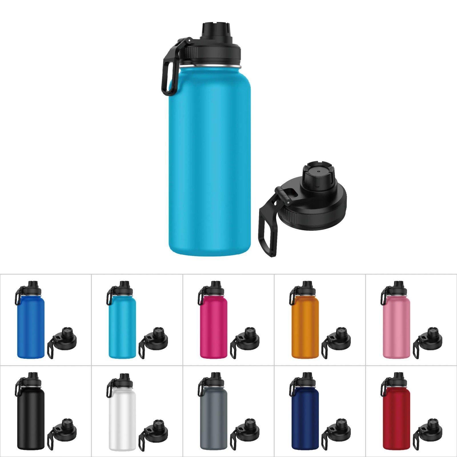 Botella de Acero Inoxidable 1 Litro Deportiva (10 Colores) - Botella de Agua Térmica Reutilizable