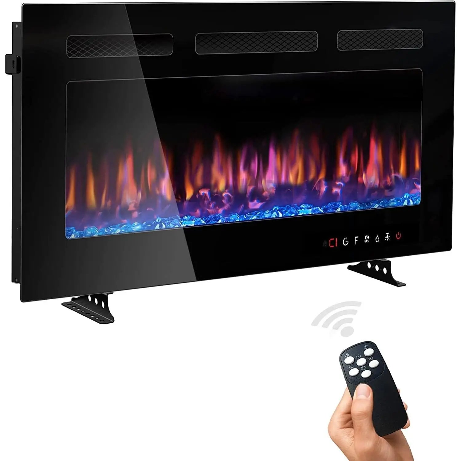 Chimenea eléctrica 36 pulgadas, 92cm, Chimenea con Luz LED con calefacción, chimenea de pared