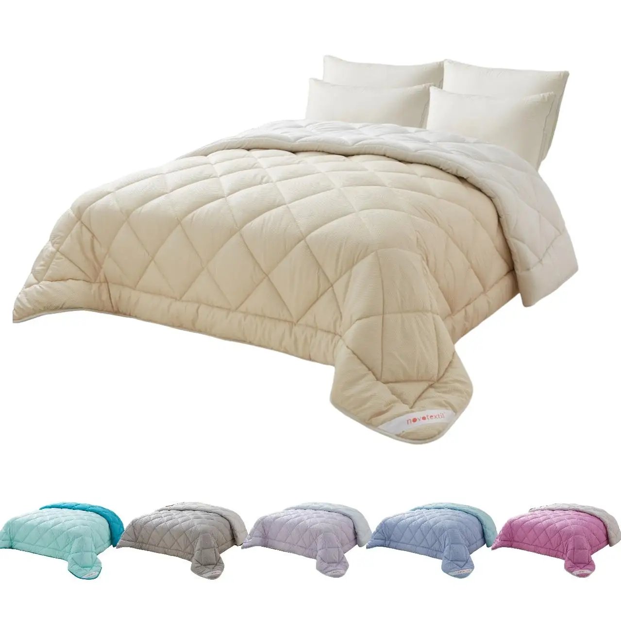 Edredón Nórdico Bicolor Novotextil - Largo 270cm - Cama 90-180 - Relleno Fibra Siliconada 350gr/m2 -