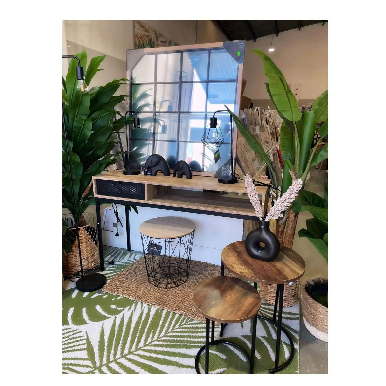 Factory Cuadros Espejo de Metal Negro Rennes 90x90 Cm - Diseño Elegante - espejo ventana