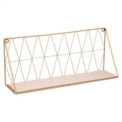 Factory Cuadros Estante de Pared Metálico de Alambre Dorado 48x20cm - Organización y Decoración en