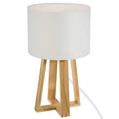 Factory Cuadros Lámpara de Mesa Blanca de Madera Estilo Moderno