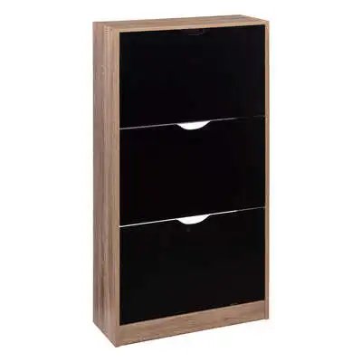 Factory Cuadros Mueble Ottawa Zapatero Negro y Natural con 3 Cajones - Práctico y Cómodo