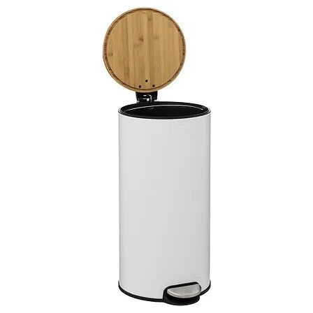 Factory Cuadros Papelera con Pedal 30L Blanco - Gran Capacidad
