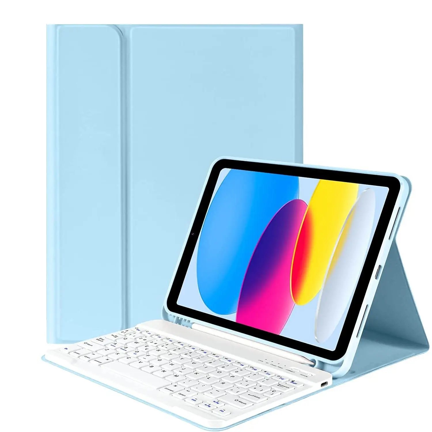 FGNS Funda con Teclado Español Ñ Inalámbrico Bluetooth para iPad 10.2 pulgada 9th Gen 2021/8th Gen