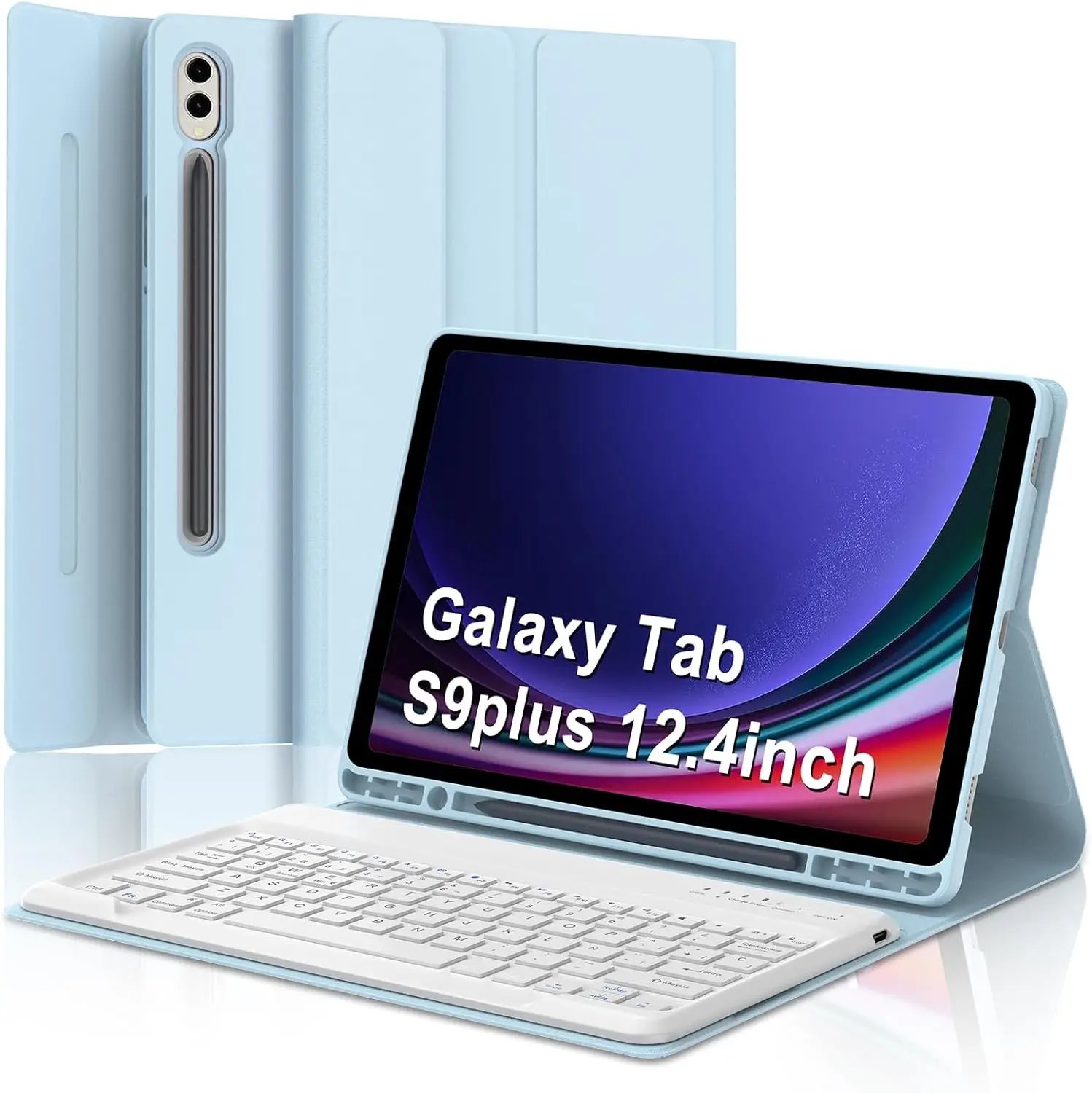 FGNS Funda con Teclado Español Ñ para Samsung Galaxy Tab S9 Plus 12.4"2023 ( SM-X810/X816B/X818U),
