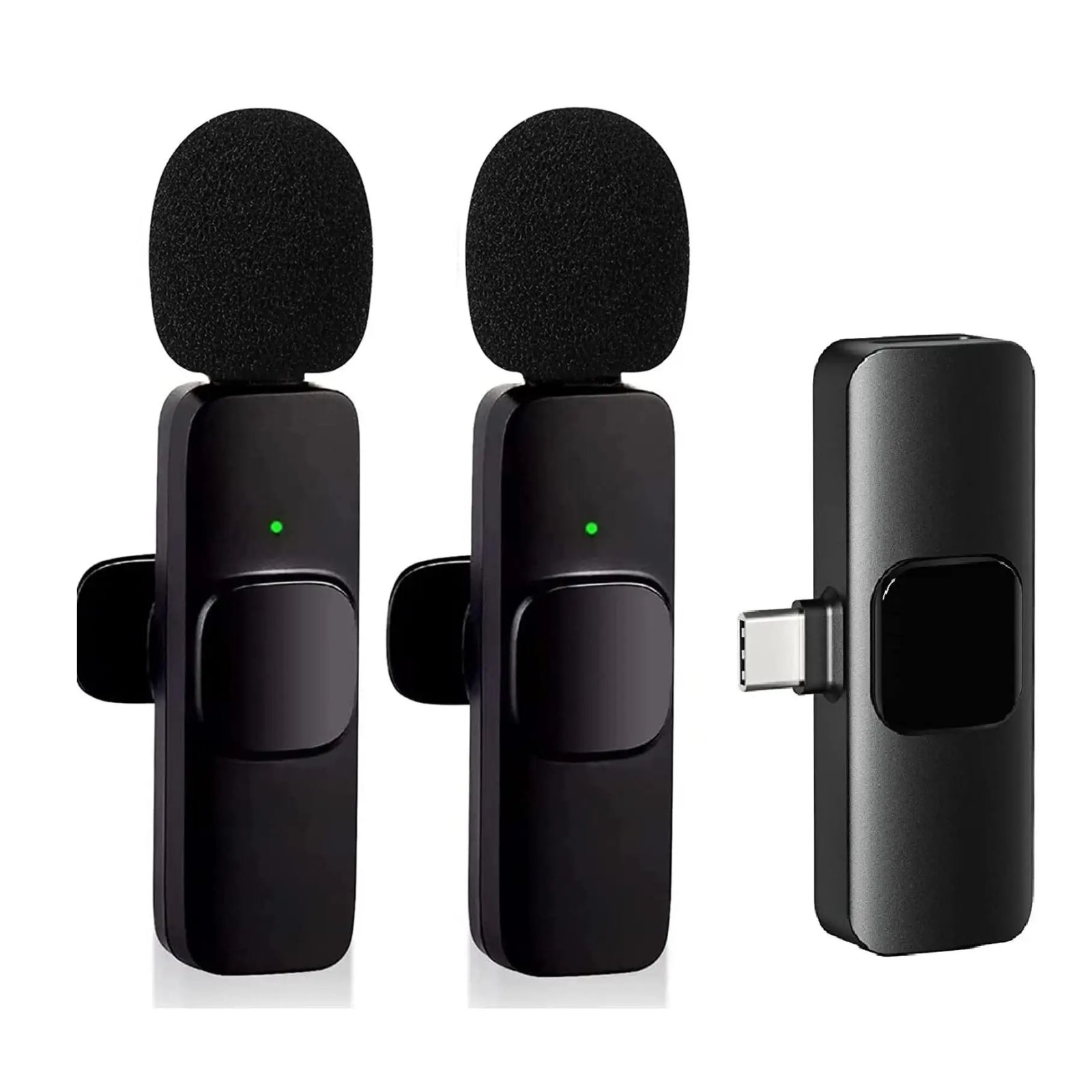 FGNS Micrófono inalámbrico Lavalier para Android/Type C 2 transmisores y 1 Receptor con carga ,