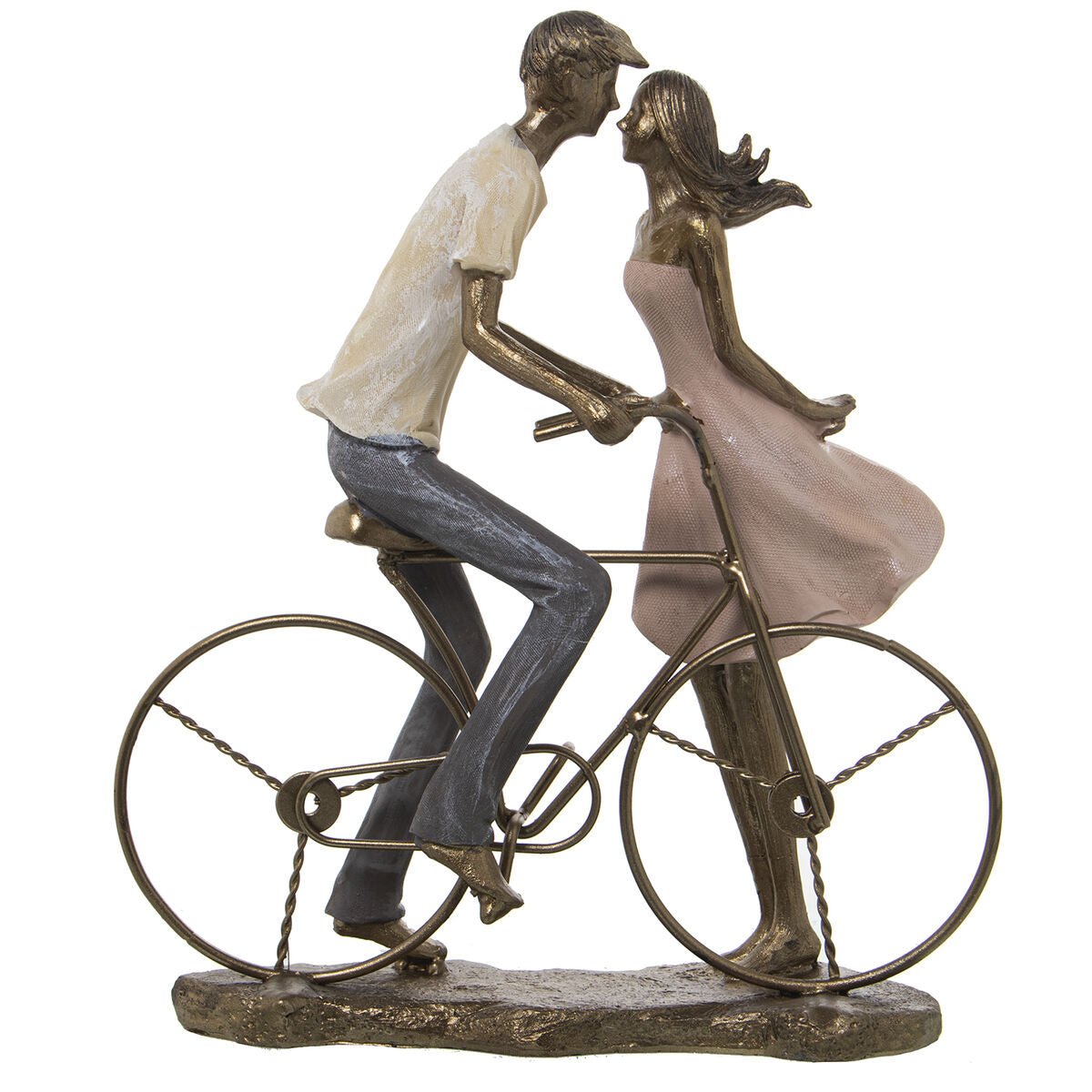 Figura decorativa Alexandra House Living Plástico Pareja de bicicletas doradas 14 x 27 x 31 cm