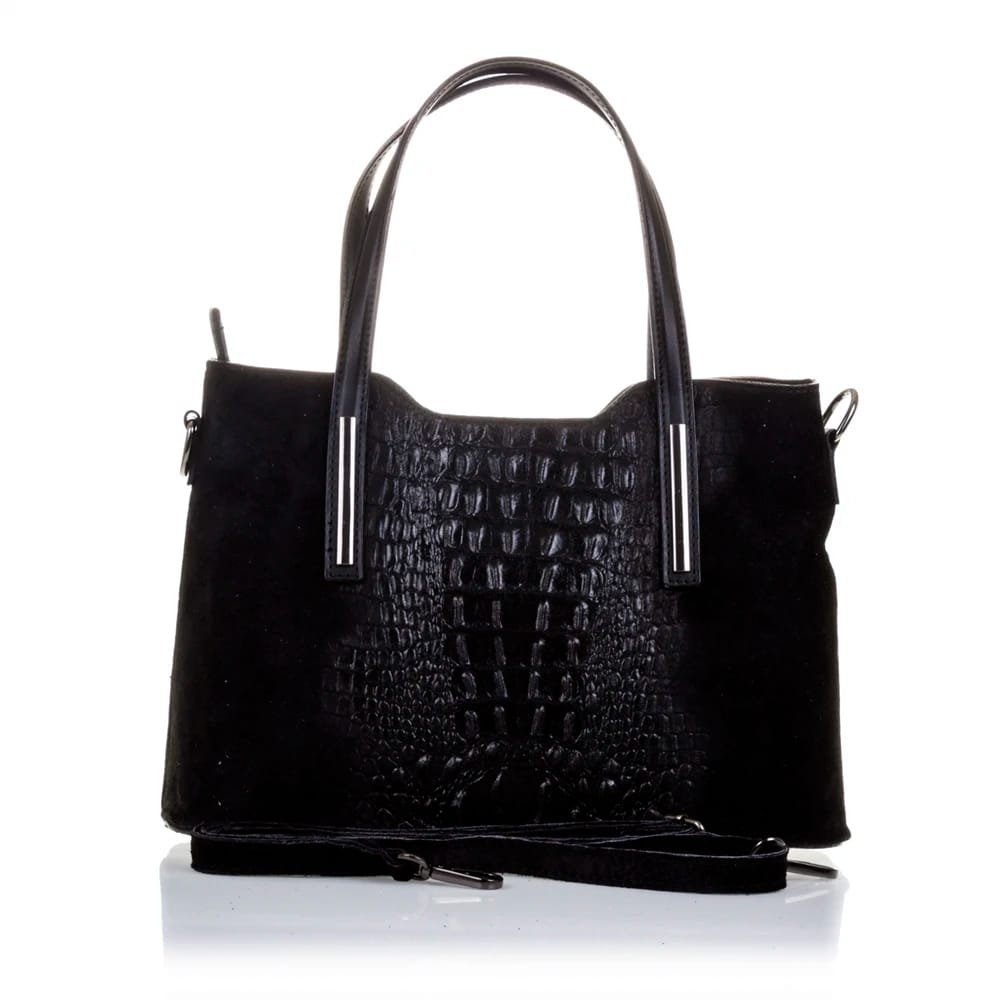 Firenze Artegiani. Fiesole Bolso tote Mujer.Piel auténtica Gamuza Grabado Cocodrilo . Made in Italy.