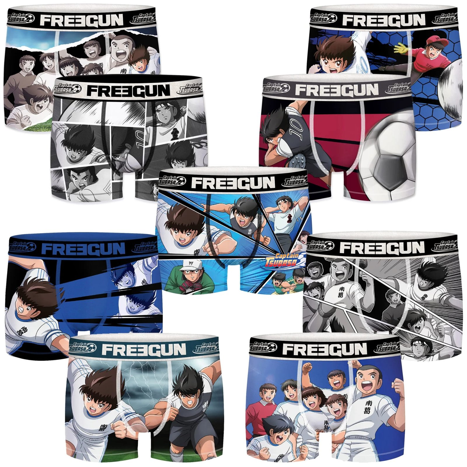 Freegun Set de 9 Calzoncillos Bóxer Oliver y Benji Hombre Microfibra Multicolor Impresión por