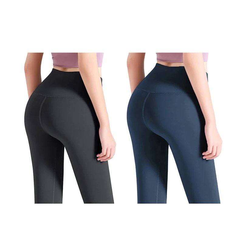 FREES Copes - Pantalones de Yoga Deportivo Femenino - Negros + Azules - Pack Ahorro 2