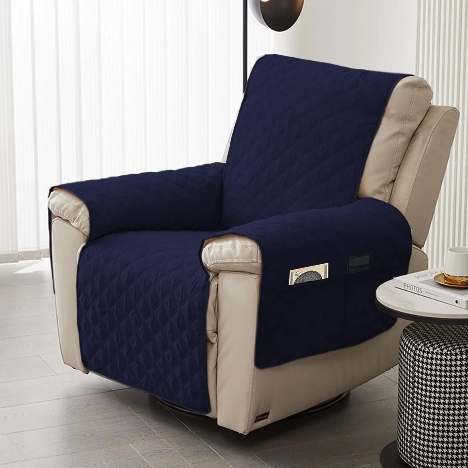 HOMESOL® Cubre Sofa Con Bosillos Laterales Reversible Bicolor- Protector Sofá-Acolchado Sofá-Fácil