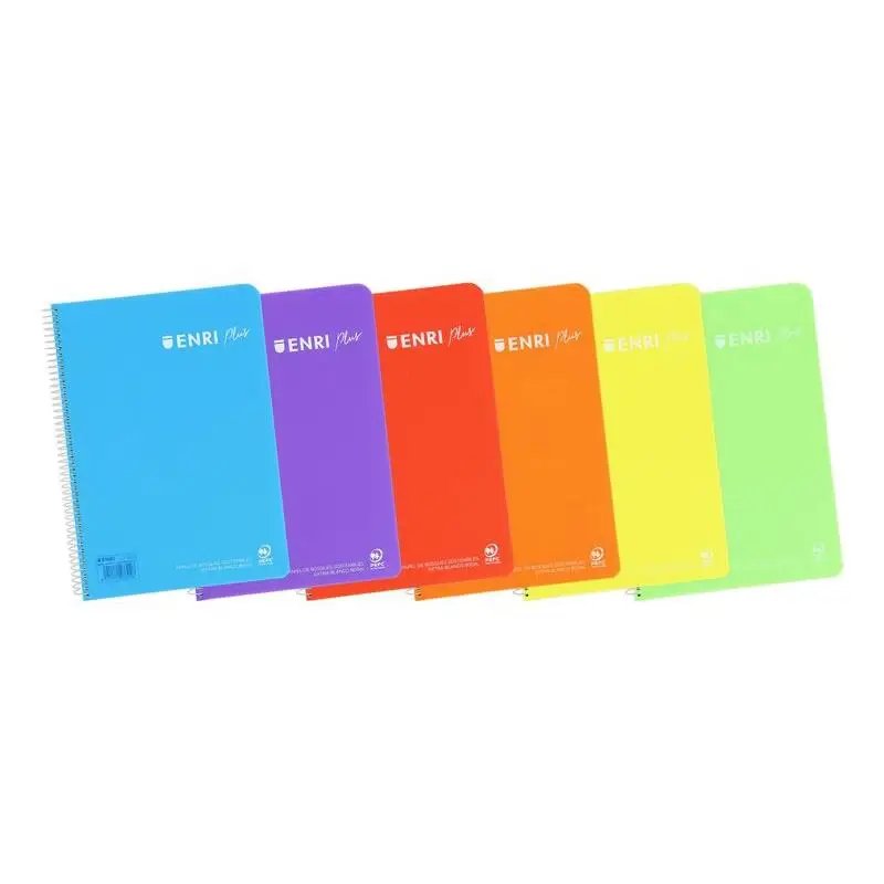 Paquete 5 cuadernos tapa plástico Enri Plus A4 folio cuadricula 4x4 con margen 80 - hojas de papel