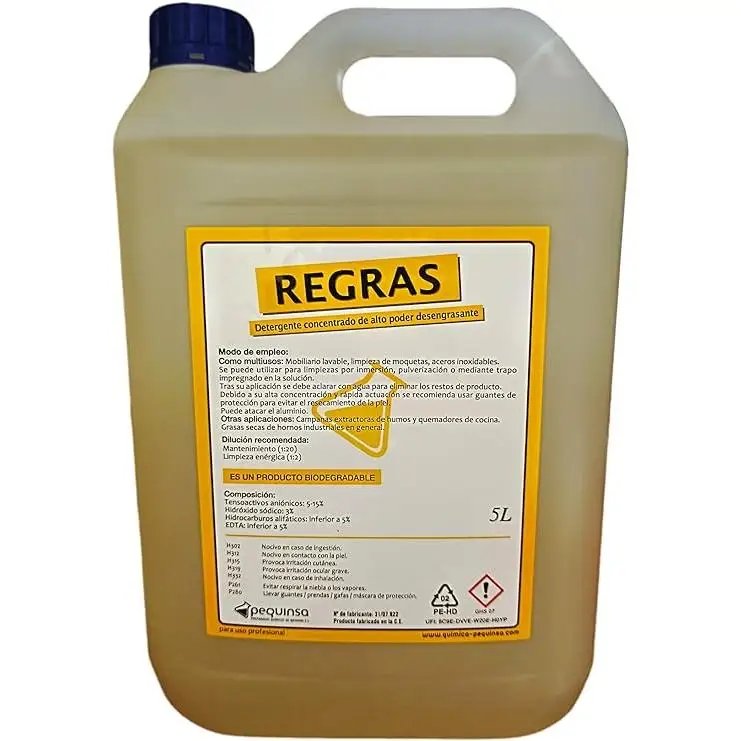 PEQUINSA Desengrasante Concentrado enérgico Biodegradable. Envase de 5 litros.