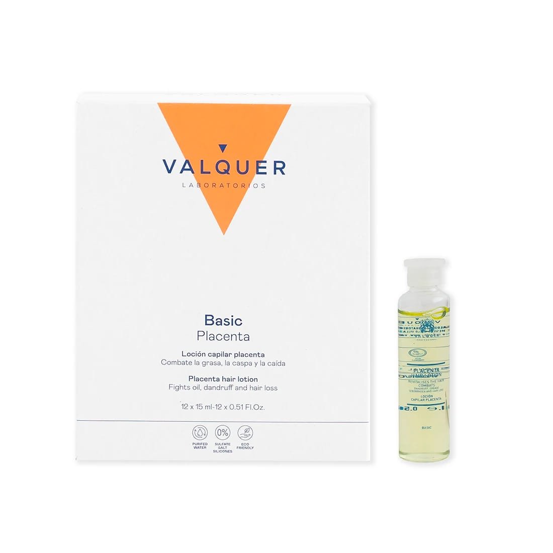 Valquer Loción Capilar Placenta Animal - 12x15ml - Revitalizante, Tonificante, Combate la Caspa y la