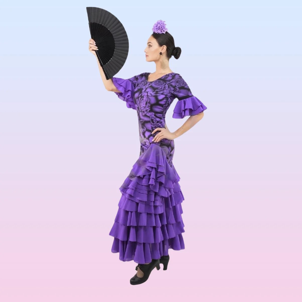 Vestido de baile flamenco. Tejido elástico se adapta muy bien y es muy cómodo