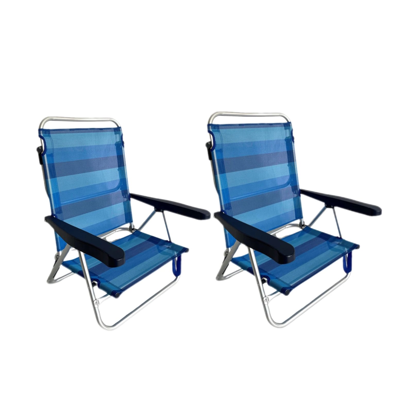VICTORIA&ANDREA® Silla de playa plegable, Silla de playa reclinable 5 posiciones, 61x68x82 cm, Asas