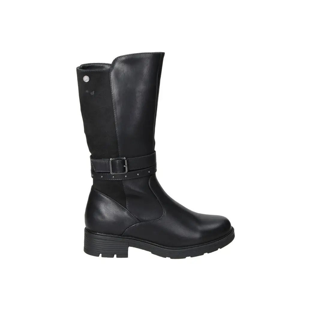 XTI | Botas para Mujer – Botas en Color Negro – Botas con Cremallera – Botas con Suela Plana –